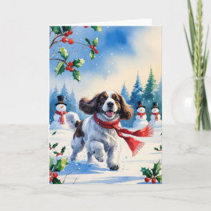 Carte de voeux de Noël pour chien espagnol Springe
