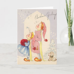 Carte de voeux de Noël pour enfants chantants vint