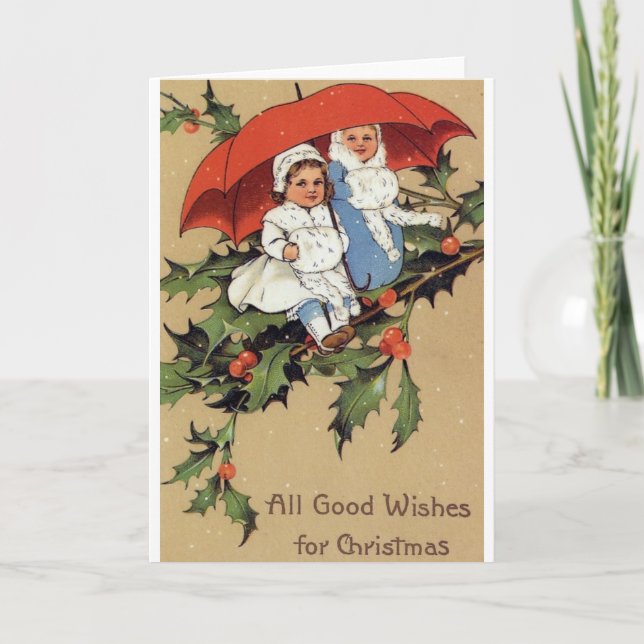 Carte de voeux de Noël pour enfants victoriens (Devant)