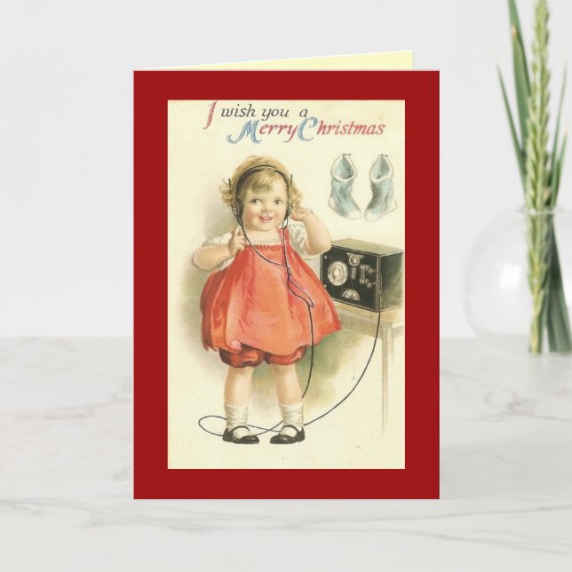 Carte de voeux de Noël pour fille de téléphone vin (Devant)