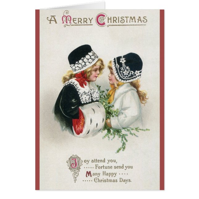 Carte de voeux de Noël pour filles victoriennes (Devant)