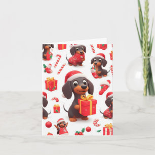Carte de vœux de Noël pour la famille teckel