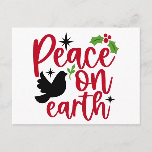 Carte de vœux de Noël pour la paix sur Terre (Devant)