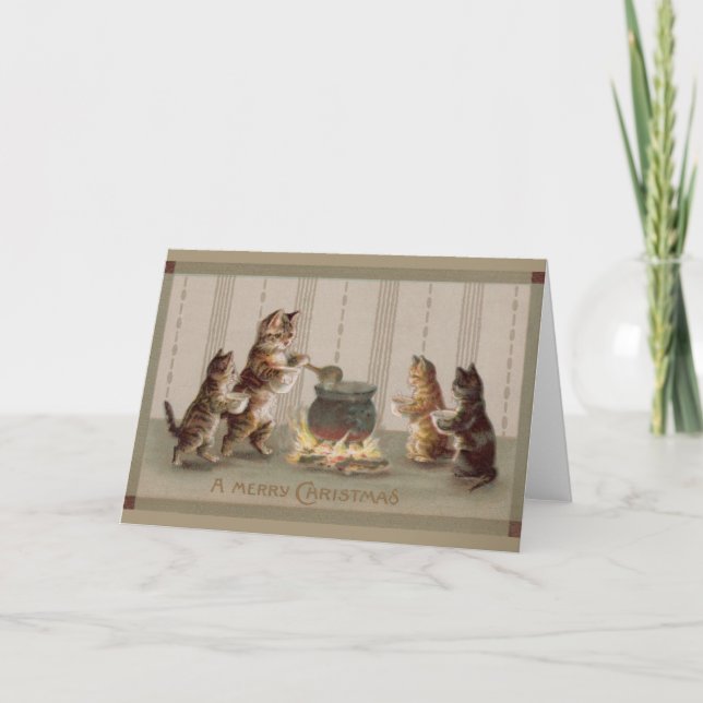 Carte de voeux de Noël pour les chats victoriens (Devant)