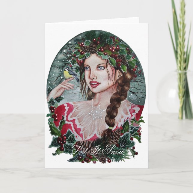Carte de voeux de Noël pour les femmes d'hiver (Devant)