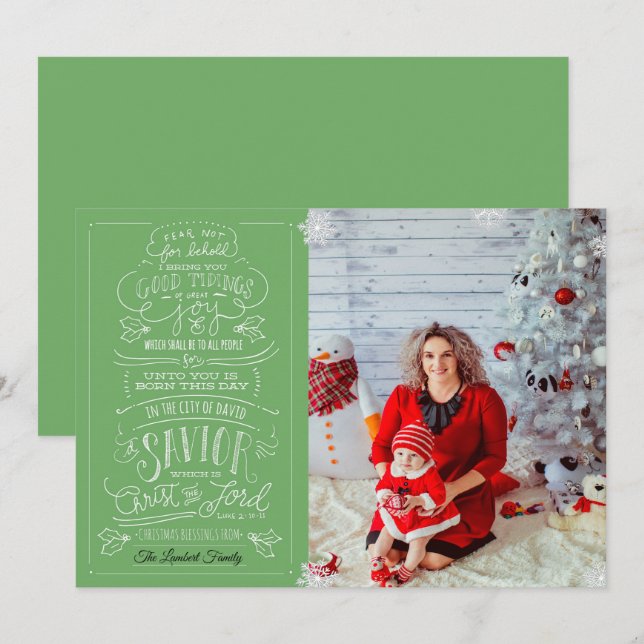 Carte de voeux de Noël pour Noël Luke 2-10-11 (Devant / Derrière)