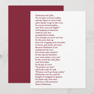 Carte de vœux de Noël pour poème non photo "Noël n