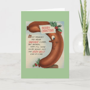 Carte de voeux de Noël Retro Whimsical Saucisson