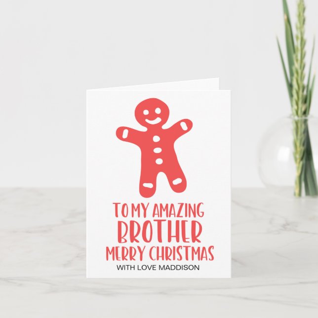 Carte de voeux de Noël rouge et blanc pour mon frè (Devant)