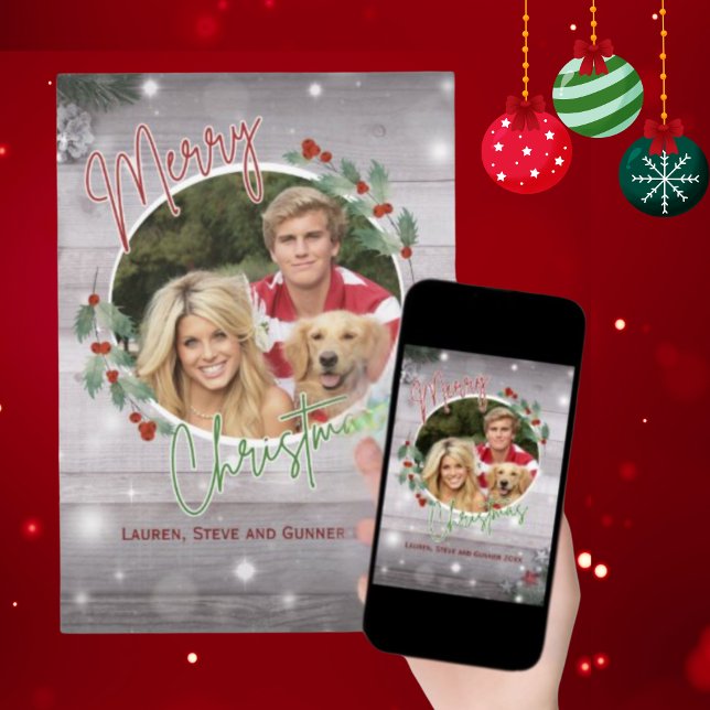 Carte de voeux de Noël Rouge et Vert Rustique (Créateur téléchargé)