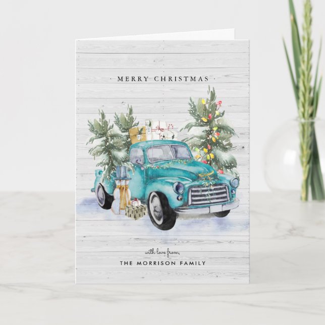 Carte de voeux de Noël Rustic Farmhouse Truck (Devant)