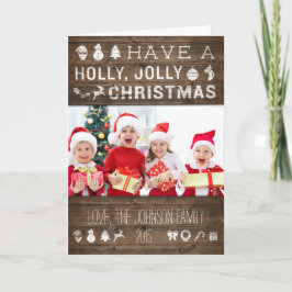 Carte de voeux de Noël Rustic Holly Jolly