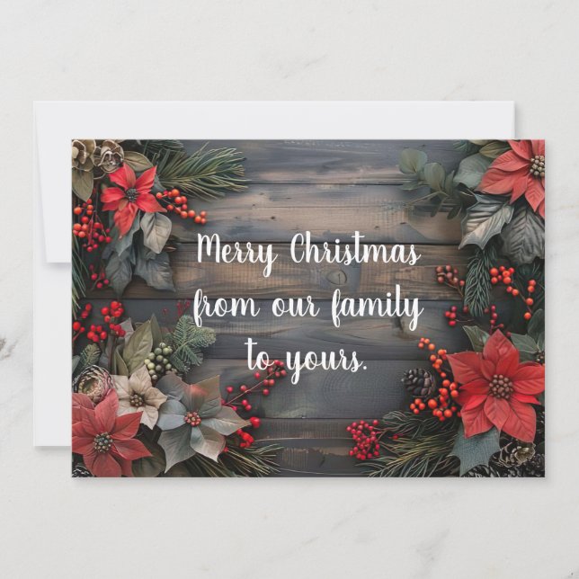 Carte de voeux de Noël rustique avec Poinsettia (Devant)