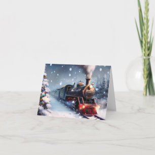 Carte de vœux de Noël scène de train