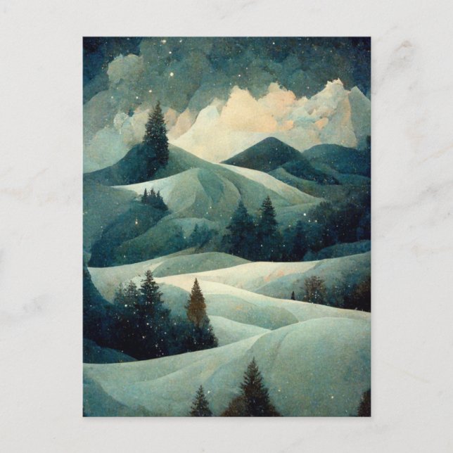 Carte de vœux de Noël scène hivernale entreprise L (Devant)