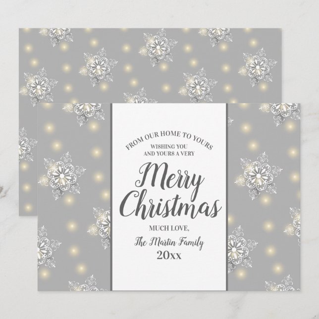 Carte de voeux de Noël Silver Sparkle Merry (Devant / Derrière)