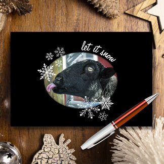 Carte de vœux de Noël Snowflake Sheep: Qu'il neige