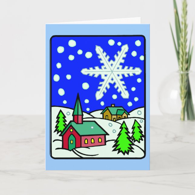 Carte de voeux de Noël Snowy Church (Devant)
