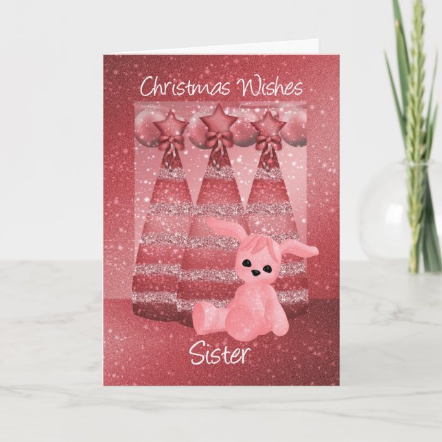 Carte de voeux de Noël Soeur Sparkle Rose (Devant)