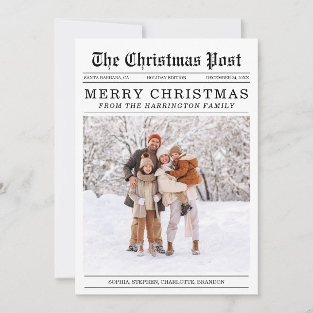 Carte de voeux de Noël style vieux journal (Devant)