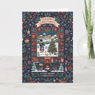 Carte de vœux de Noël Tartan Folk Art