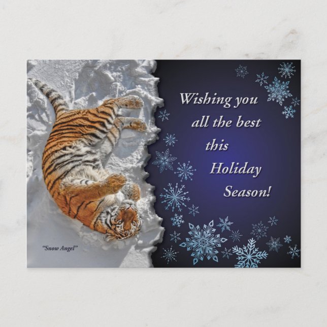 Carte de vœux de Noël Tiger Snow Angel (Devant)