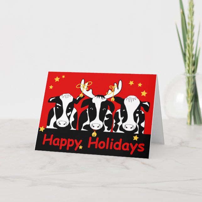 Carte de voeux de Noël Vaches (Devant)