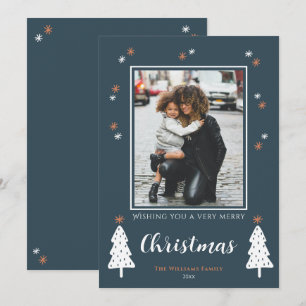 Carte de vœux de Noël verte avec photo et souhaits