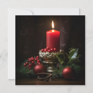 Carte de vœux de Noël vibrante avec bougie de Noël
