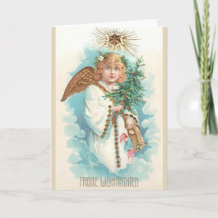Carte de voeux de Noël victorienne allemande Angel