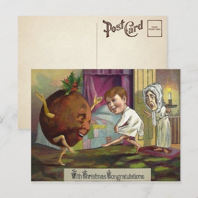 Carte de vœux de Noël victorienne étrange (Devant / Derrière)