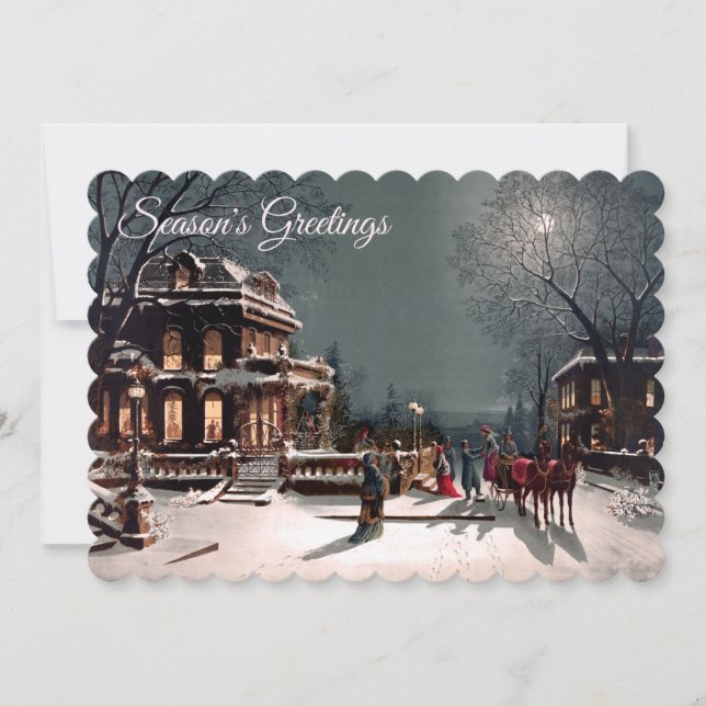 Carte de voeux de Noël victorienne plate (Devant)