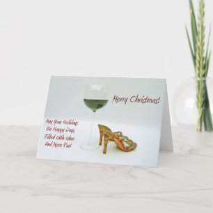 Carte de voeux de Noël Vins et Chaussures amusants