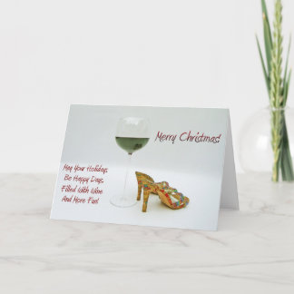 Carte de voeux de Noël Vins et Chaussures amusants