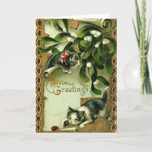 Carte de voeux de Noël vintage Chat