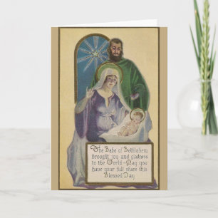 Carte de voeux de Noël vintage Famille Sainte