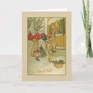 Carte de voeux de Noël vintage Norwegian God Jul