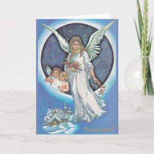 Carte de voeux de Noël vintage Russe Angel