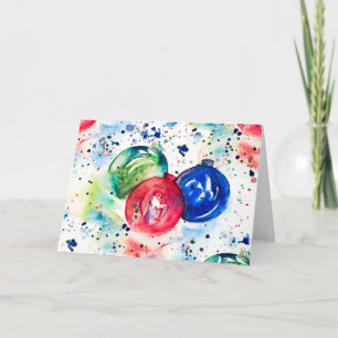 Carte de voeux de Noël Watercolor Baubles