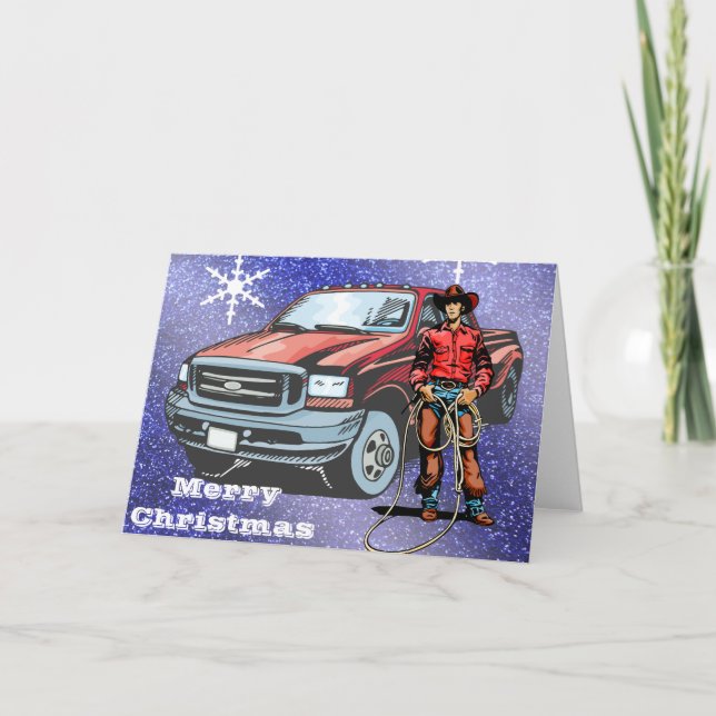 Carte de voeux de Noël Western Cowboy (Devant)