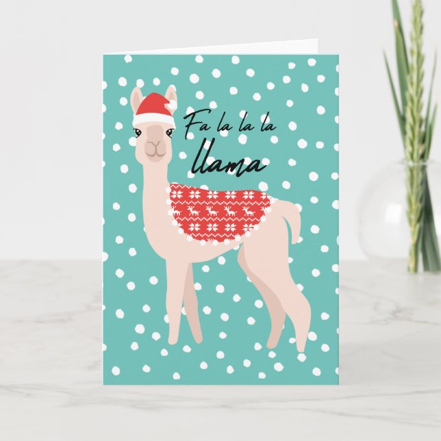Carte de vœux de Noël Xmas Llama mignonne (Devant)