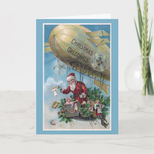 Carte de voeux de Noël zeppelin blimp