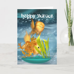 Carte de voeux de Norooz avec le poisson rouge