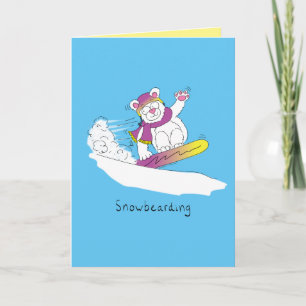 Carte de vœux de nounours en snowboard