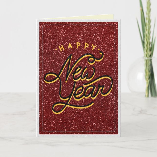 Carte de vœux de Nouvel An à paillettes de style r (Devant)
