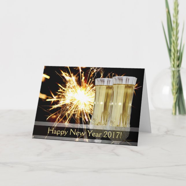 Carte de vœux de Nouvel An au Champagne (Devant)