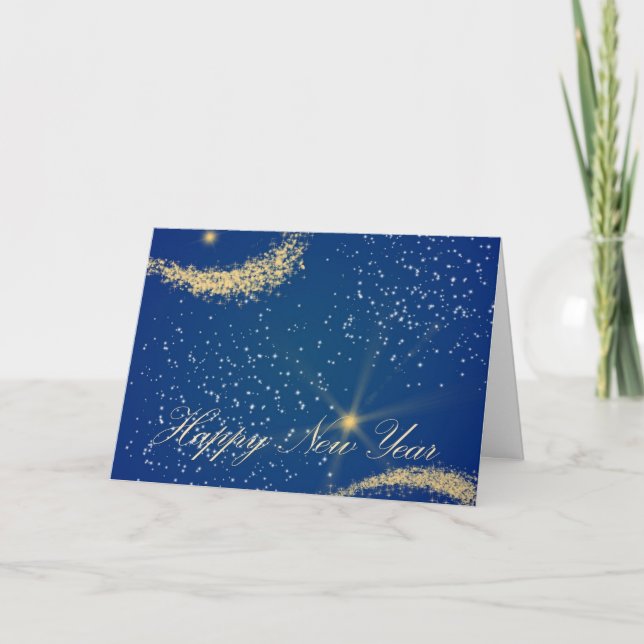 Carte de vœux de Nouvel An avec des étoiles joyeus (Devant)