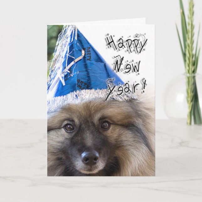 Carte de voeux de nouvelle année de Keeshond (Devant)
