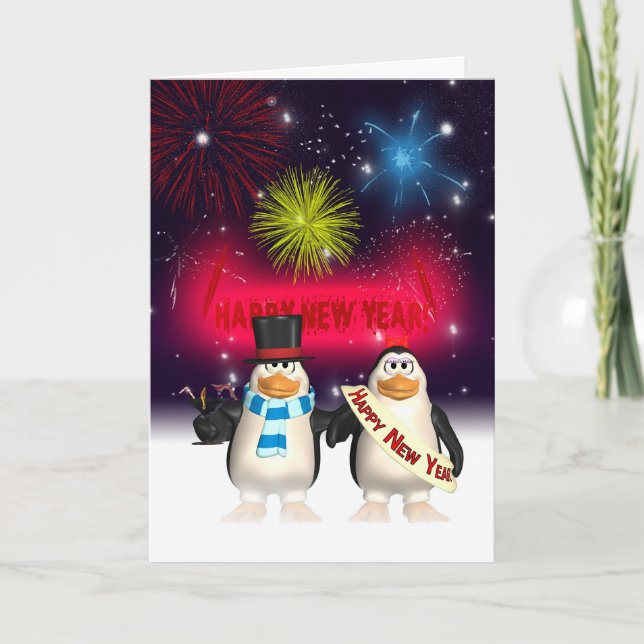 Carte de voeux de nouvelle année - pingouins de (Devant)