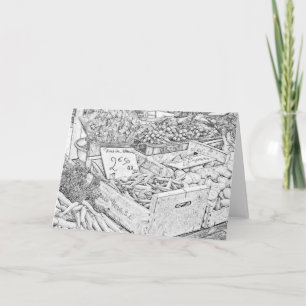 Carte de voeux de page de coloration du marché de